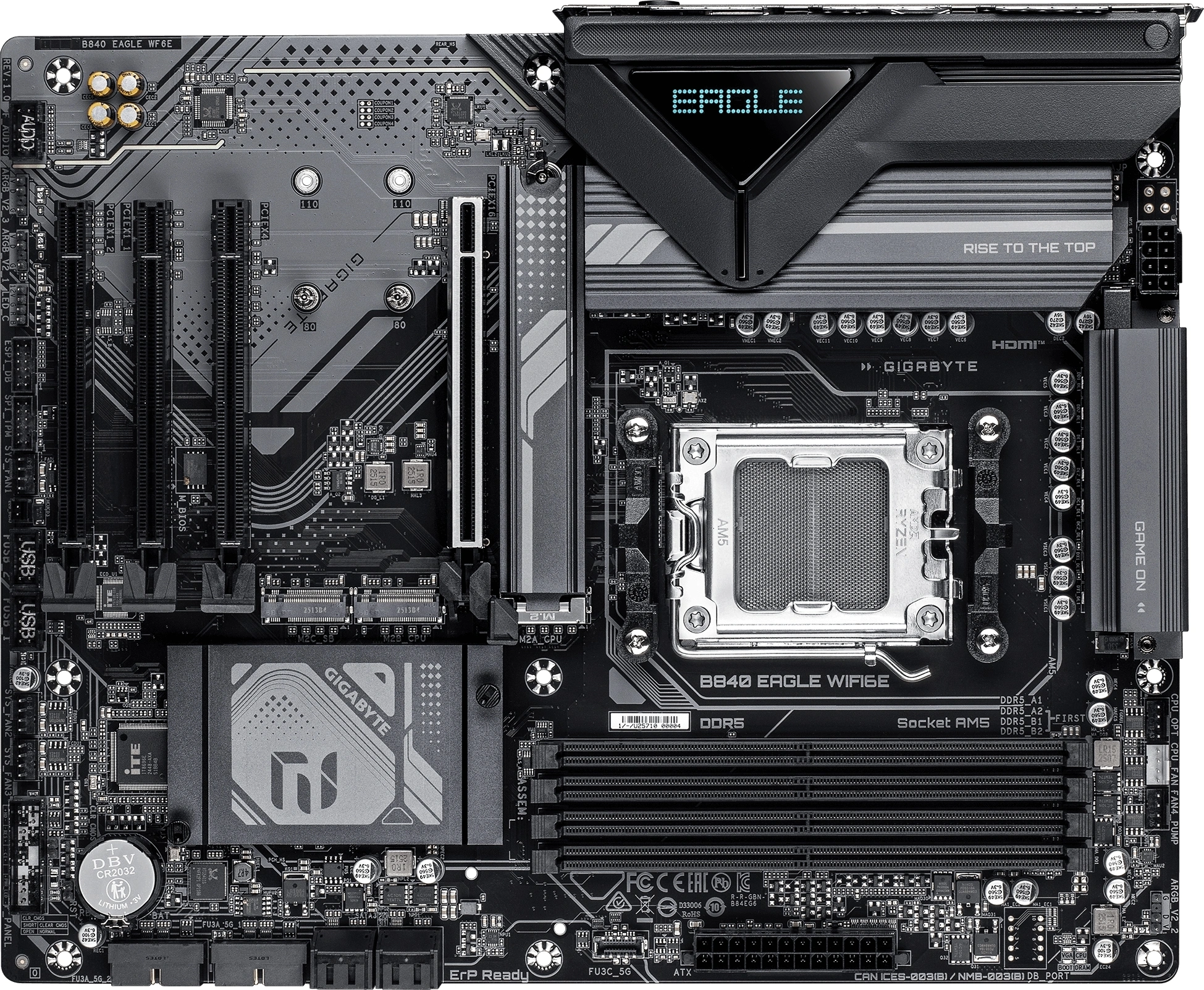 Материнская плата Gigabyte B840 EAGLE WIFI6E Socket AM5 AMD B840 4xDDR5 ATX AC`97 8ch(7.1) 2.5Gg RAID+HDMI+DP