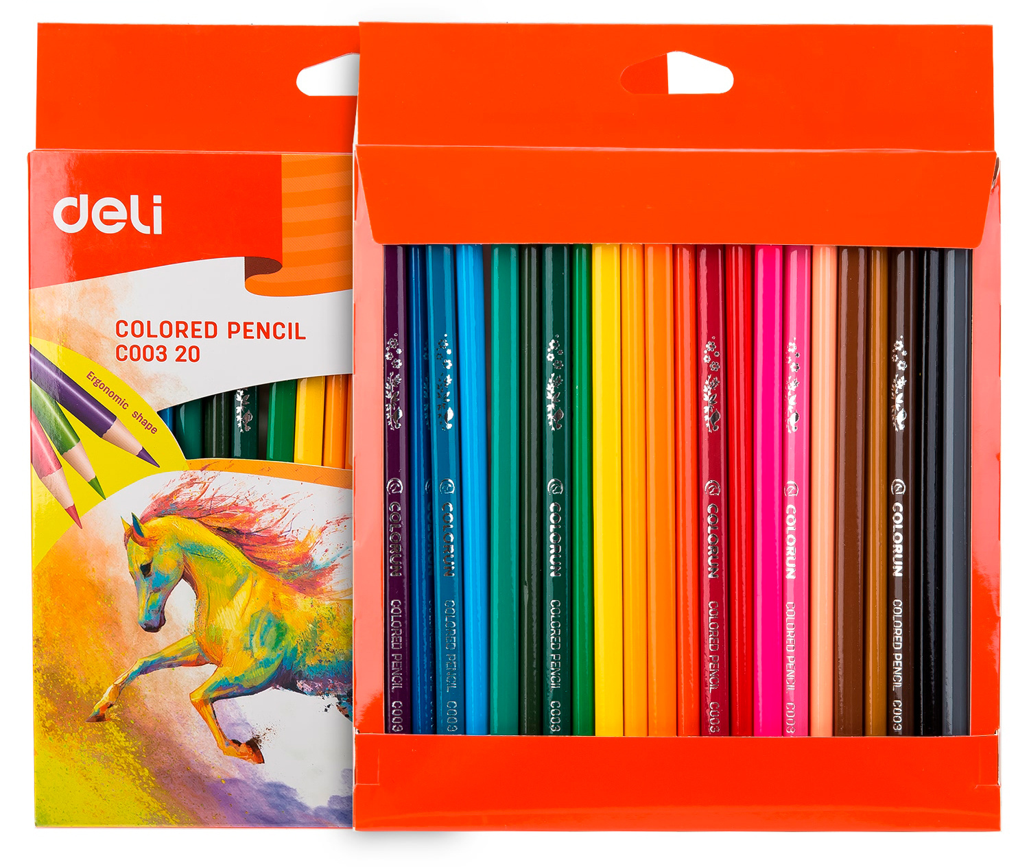 Карандаши цв. Deli EC00320 ColoRun трехгран. тополь 24цв. коробка/европод. (24шт)