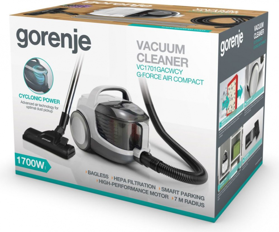 Пылесос Gorenje VC1701GACWCY 1700Вт белый/черный