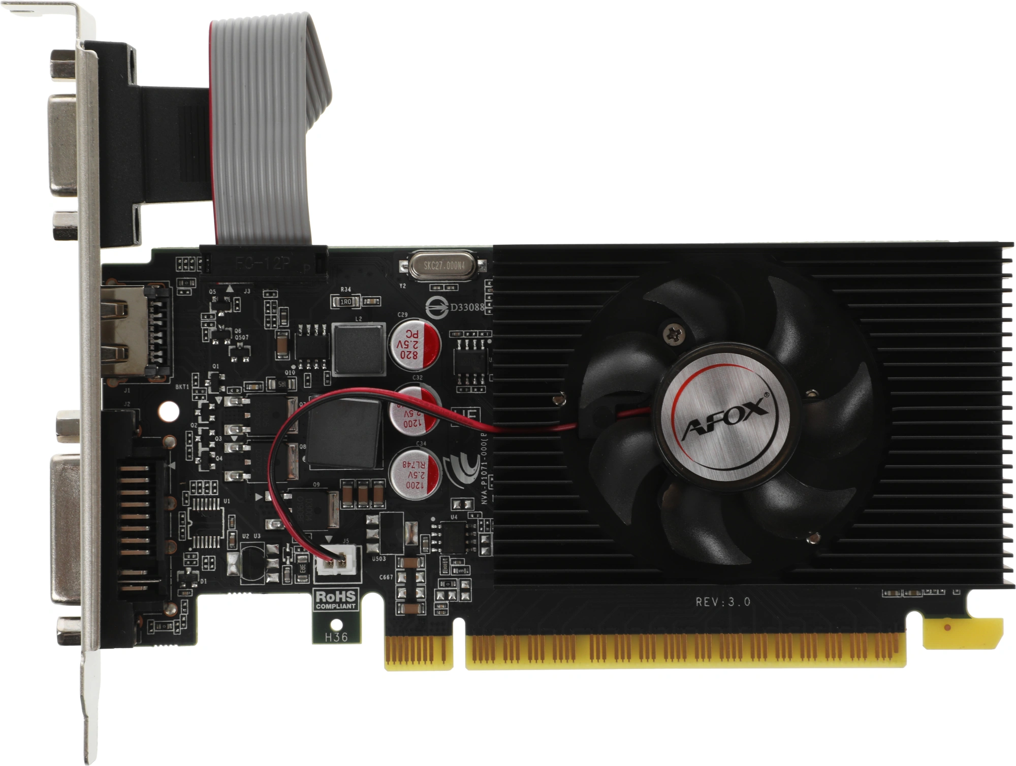 Видеокарта Afox PCI-E 2.0 AF220-1024D3L2 NVIDIA GeForce GT 220 1Gb 128bit DDR3 625/1580 DVIx1 HDMIx1 CRTx1 HDCP Ret low profile