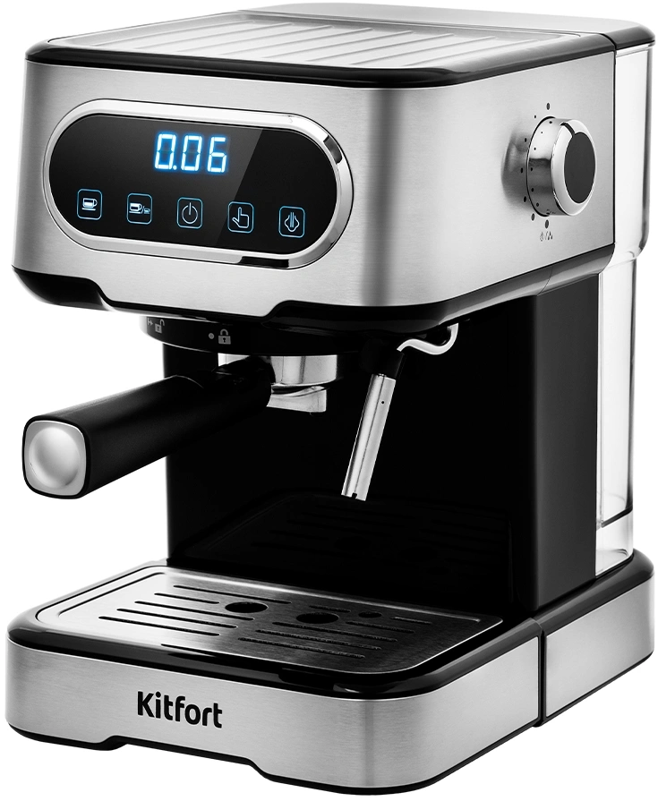 Кофеварка рожковая Kitfort КТ-765 1100Вт серебристый/черный