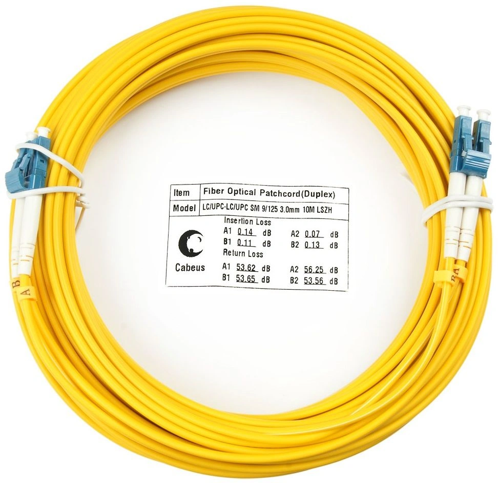 Патч-корд Cabeus FOP(D)-9-LC-LC-10M 2x9/125 OS2 LC дуплекс-LC дуплекс 10м LSZH желтый