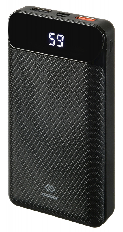 Мобильный аккумулятор Digma DG-20000-PL 20000mAh QC 18W 3A 2xUSB-A/USB-C черный (DG-20000-PL-BK)
