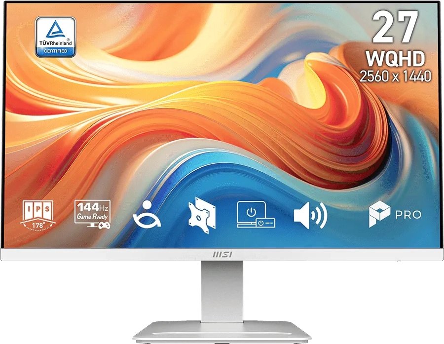 Монитор MSI 27" Pro MP273QW E14 белый IPS LED 16:9 HDMI M/M матовая 300cd 178гр/178гр 2560x1440 144Hz DP Quad HD 2K (1440p) 4.5кг