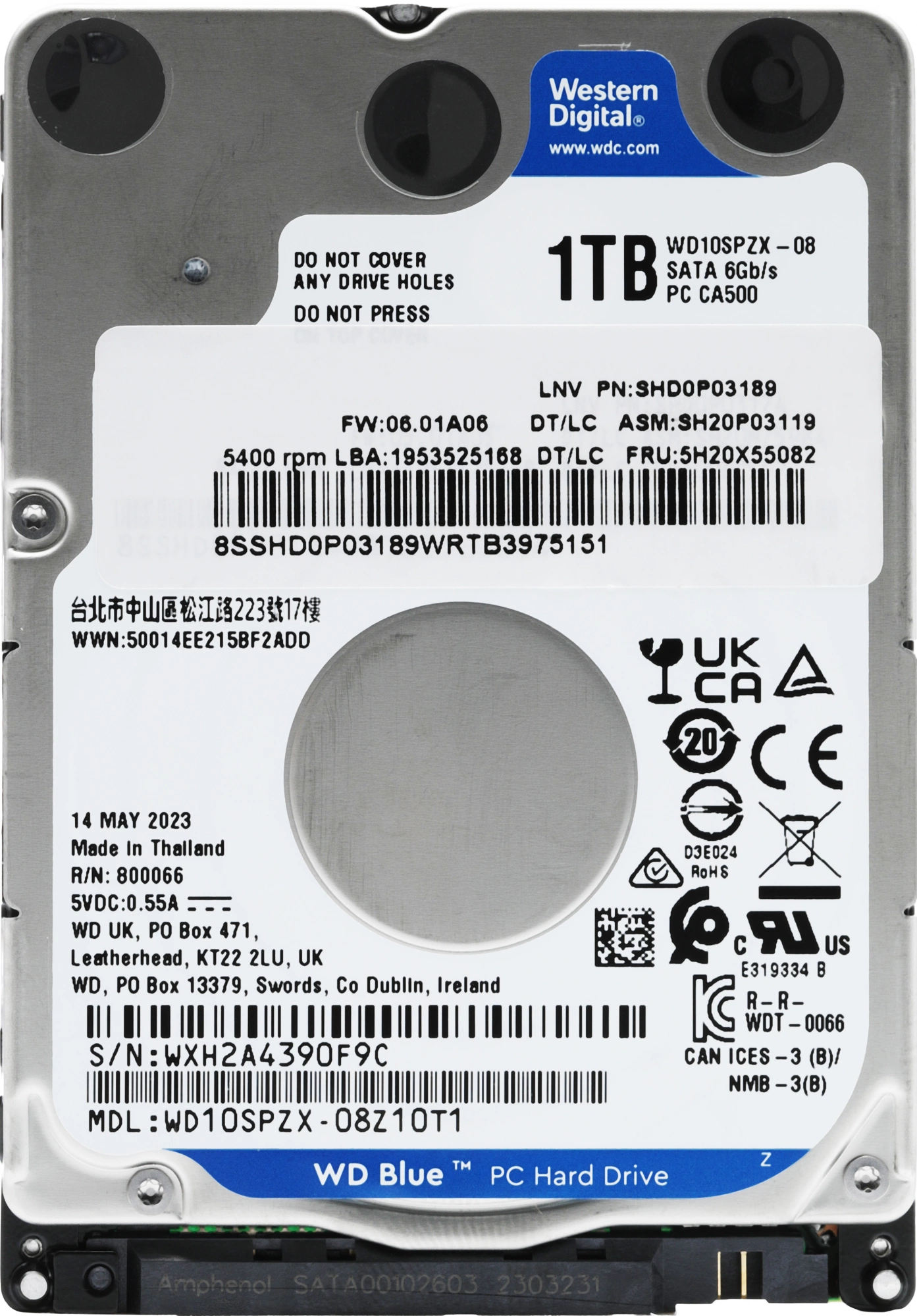 Жесткий диск WD SATA-III 1TB WD10SPZX Notebook Blue (5400rpm) 128Mb 2.5"