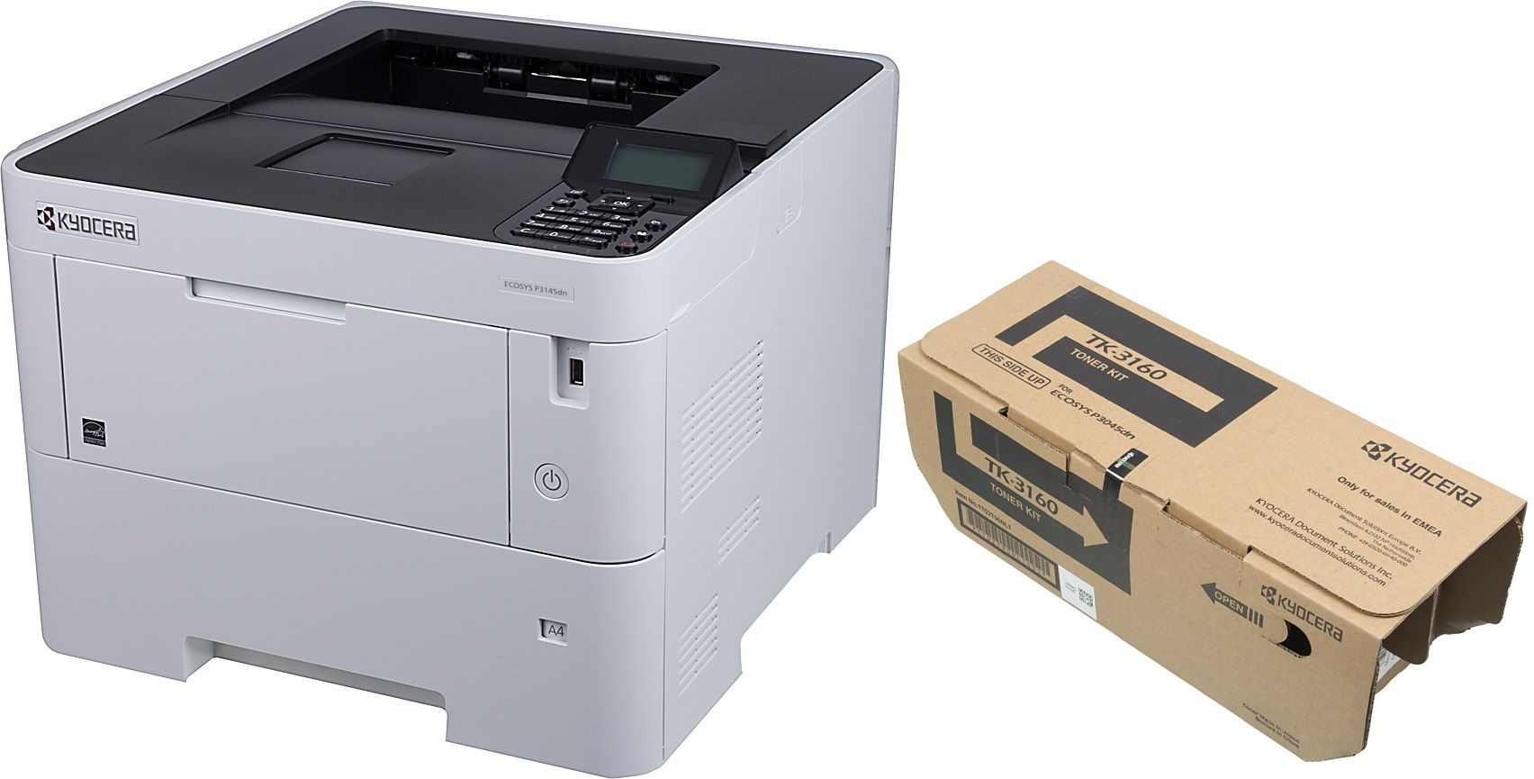 Принтер лазерный Kyocera P3145dn A4 Duplex Net белый (в комплекте: + картридж)