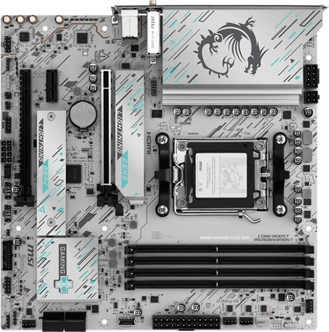 Материнская плата MSI B850M GAMING PLUS WIFI SocketAM5 AMD B850 4xDDR5 mATX AC`97 8ch(7.1) 5Gigabit RAID+HDMI+DP