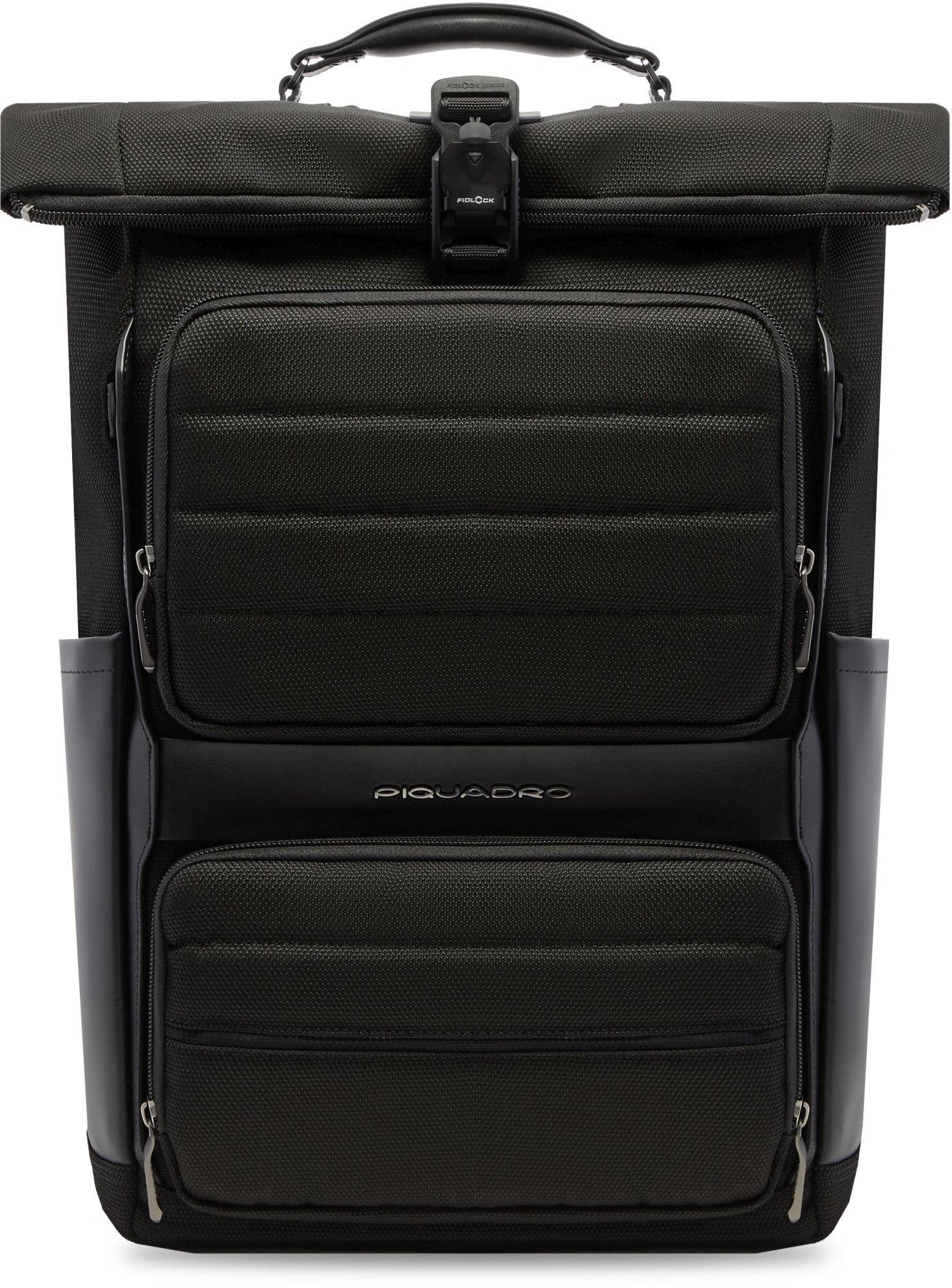 Рюкзак мужской Piquadro Oberon CA7280W150/N роллтоп черный нейлон/натур.кожа
