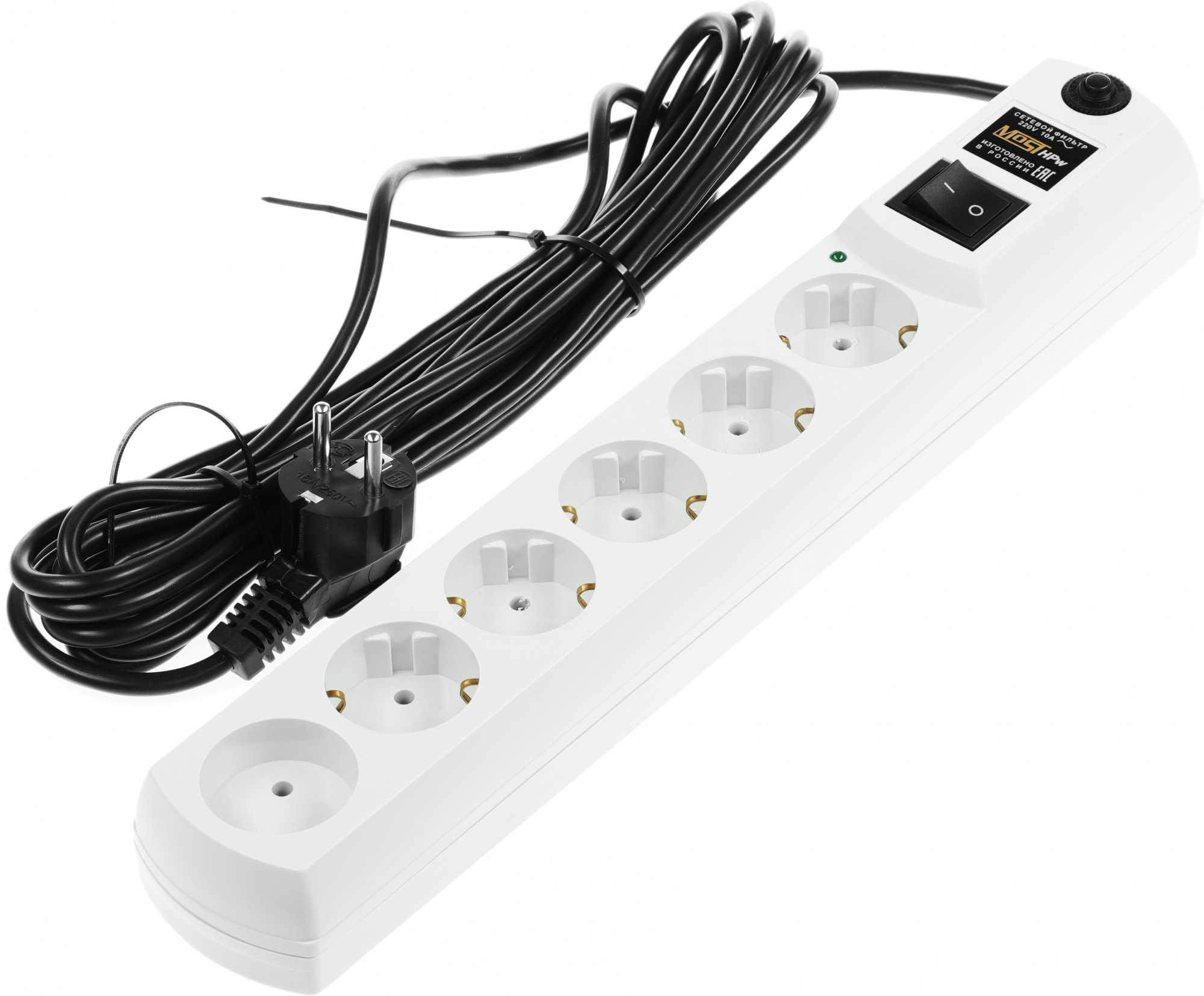 Сетевой фильтр Most HPw 5м (6 розеток) белый (коробка)