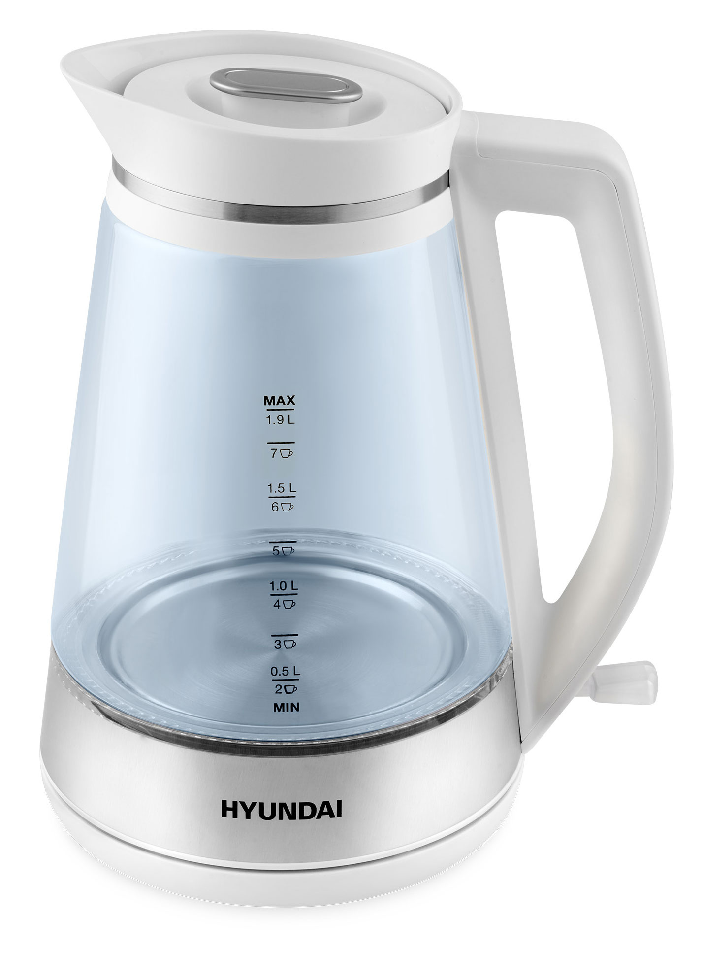 Чайник электрический Hyundai HYK-G3037 1.9л. 3000Вт белый/прозрачный корпус: стекло/пластик