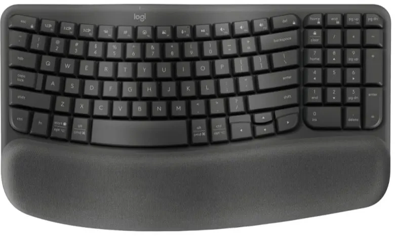 Клавиатура Logitech Wave Keys графитовый USB беспроводная BT/Radio slim Ergo LED (подставка для запястий) (920-012319)