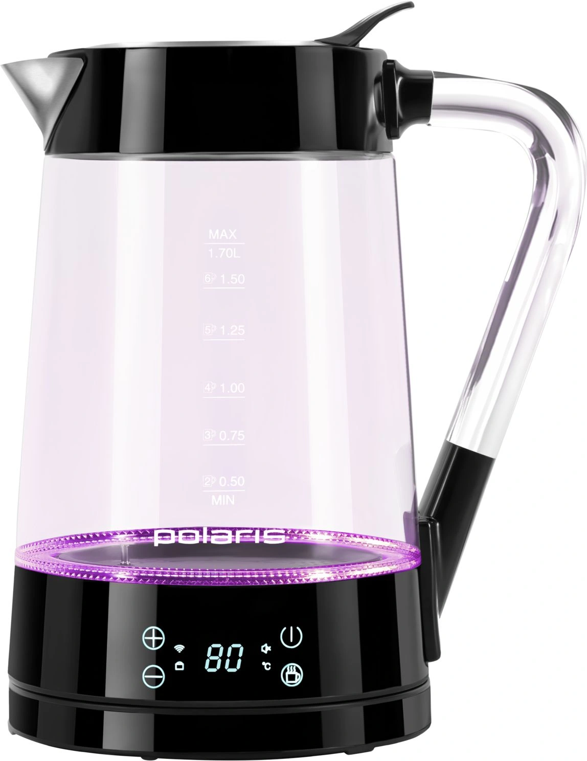 Чайник электрический Polaris PWK 1715CGLD 1.7л. 2200Вт черный корпус: стекло/пластик