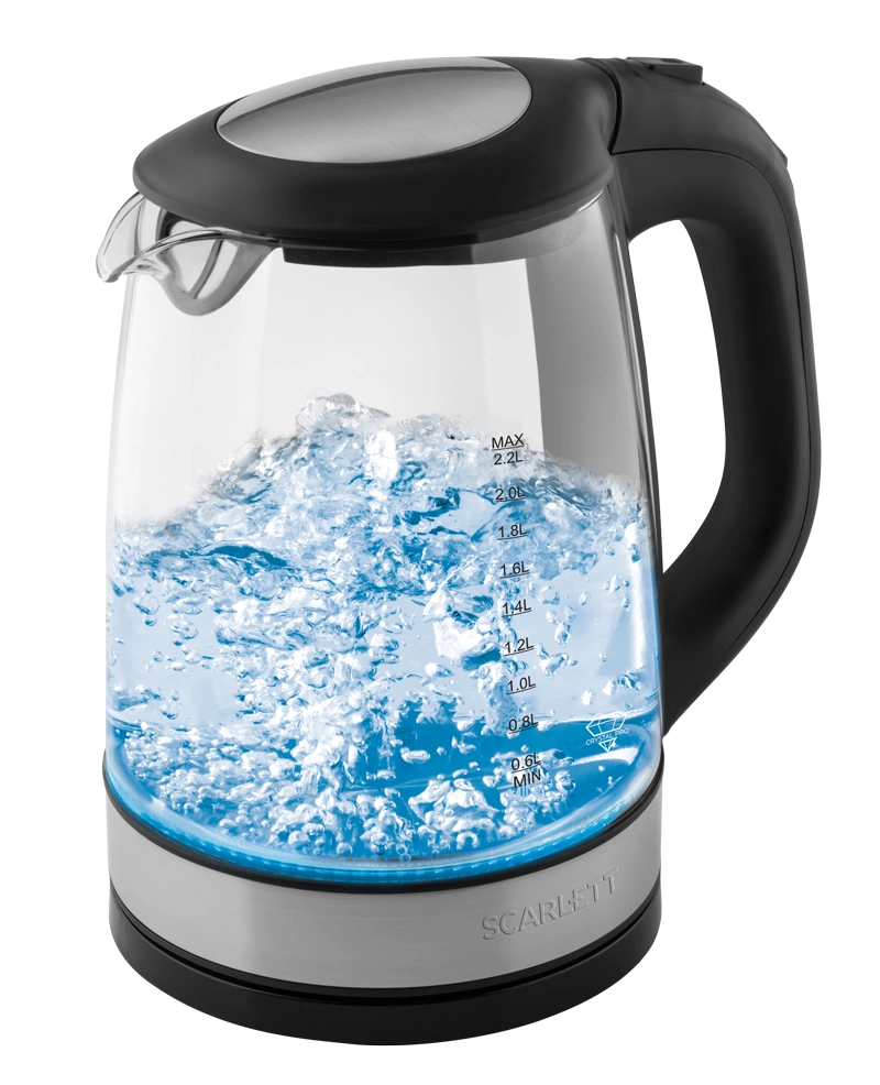 Чайник электрический Scarlett SC-EK27G19 2.2л. 2200Вт черный/серебристый корпус: стекло/металл (EK27G19)