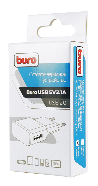 Сетевое зар./устр. Buro TJ-159w 10.5W 2.1A USB-A универсальное белый