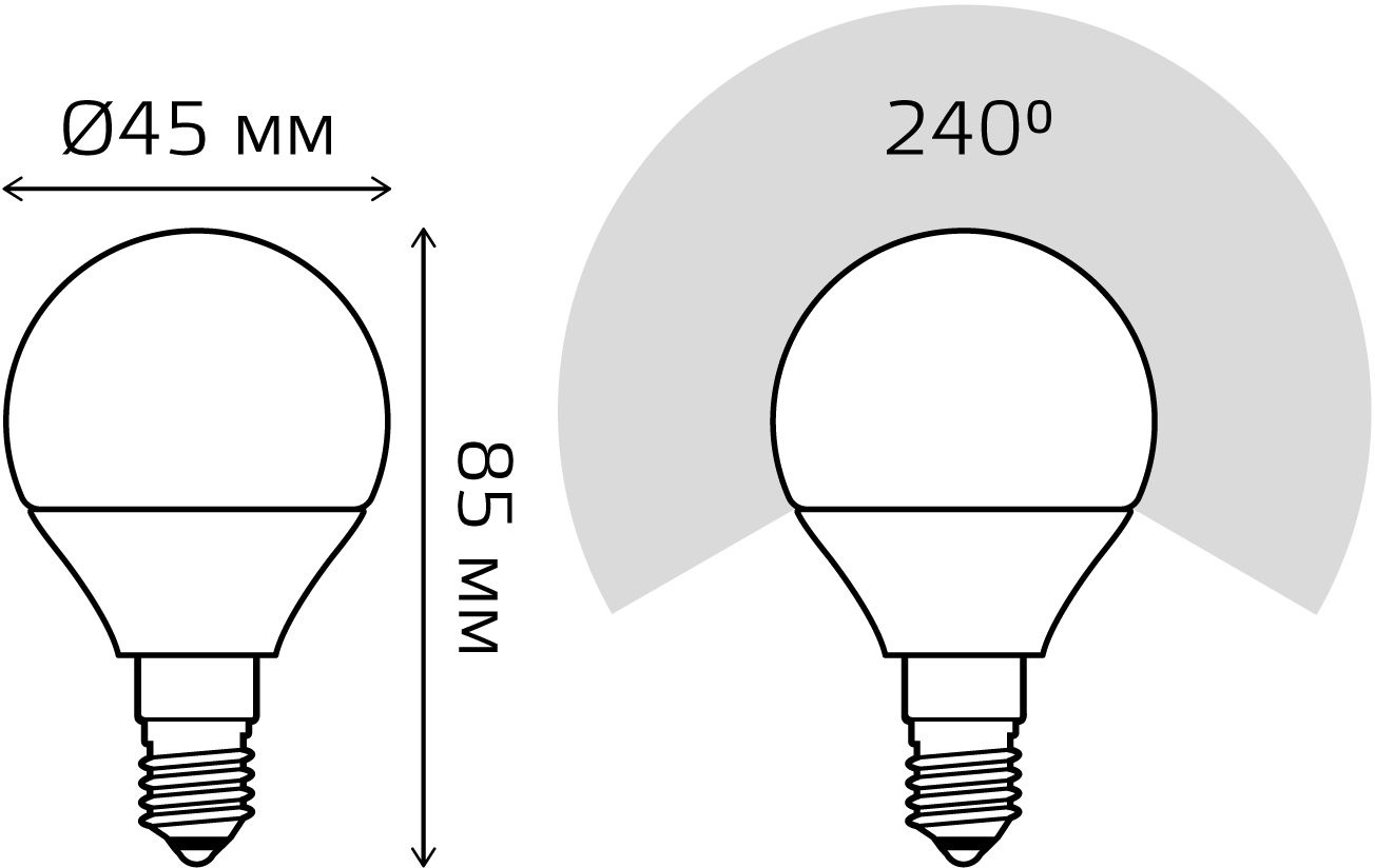 Лампа светодиодная Gauss Elementary 10Вт цок.:E14 шар 220B 3000K св.свеч.бел.теп. (упак.:10шт) (53110)