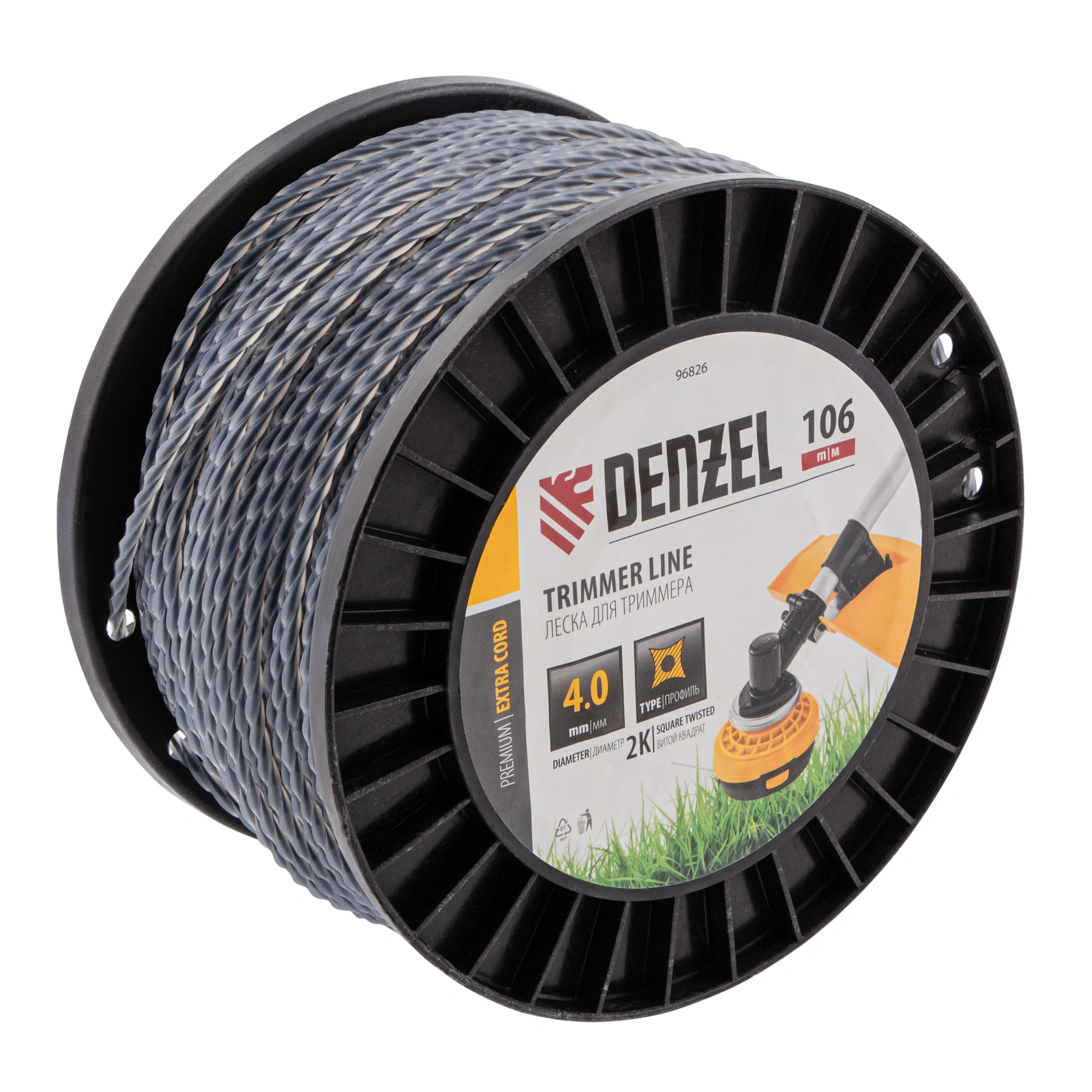 Леска для садовых триммеров Denzel 96826 d=4мм L=106м