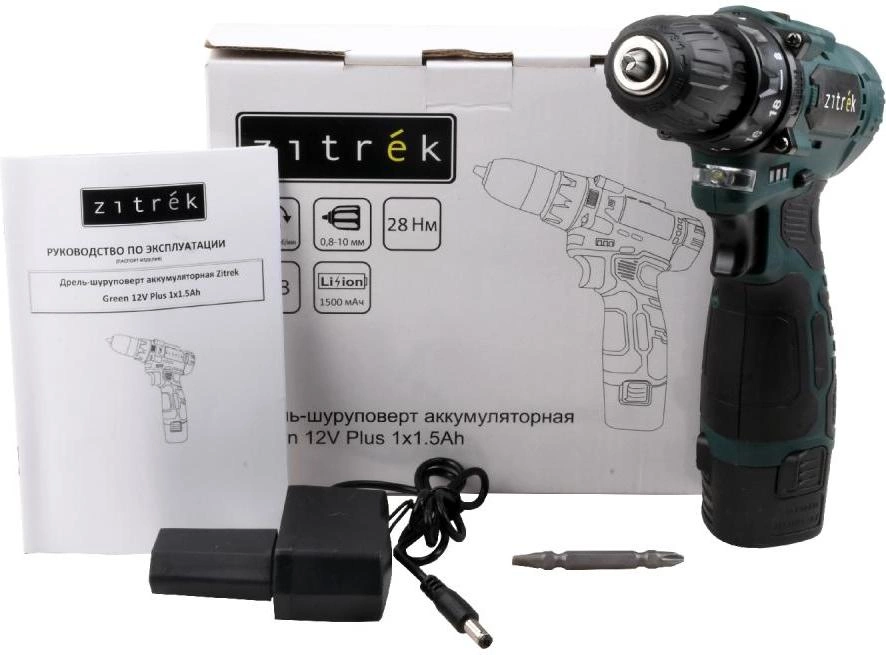 Дрель-шуруповерт Zitrek Green 12V Plus аккум. патрон:быстрозажимной (085-1013)