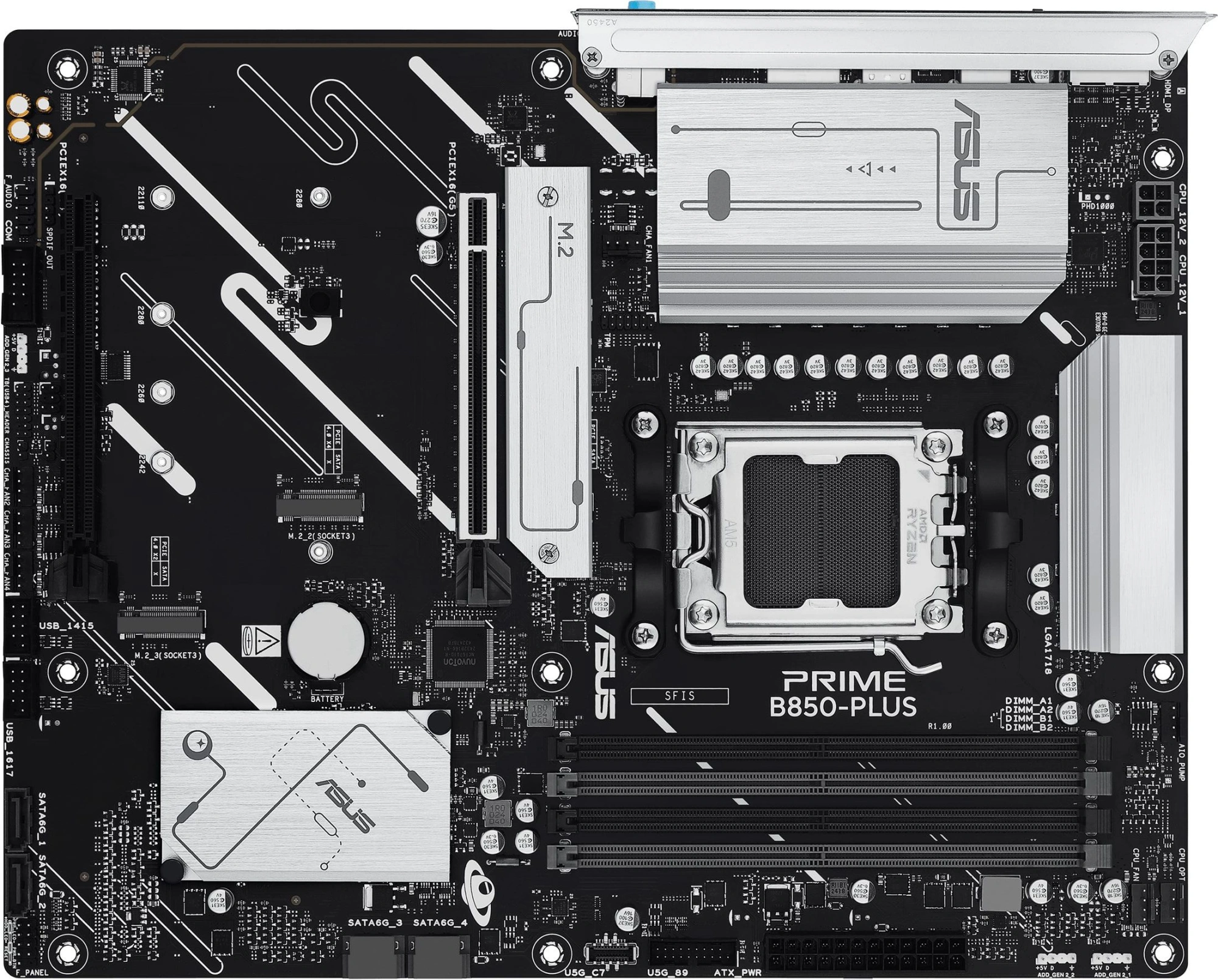 Материнская плата Asus PRIME B850-PLUS-CSM SocketAM5 AMD B850 4xDDR5 ATX AC`97 8ch(7.1) 2.5Gg RAID+HDMI+DP