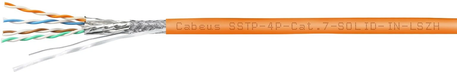 Кабель Cabeus SSTP-4P-CAT.7-SOLID-IN-LSZH кат.7 S/FTP 4 пары LSZH внутренний 305м оранжевый