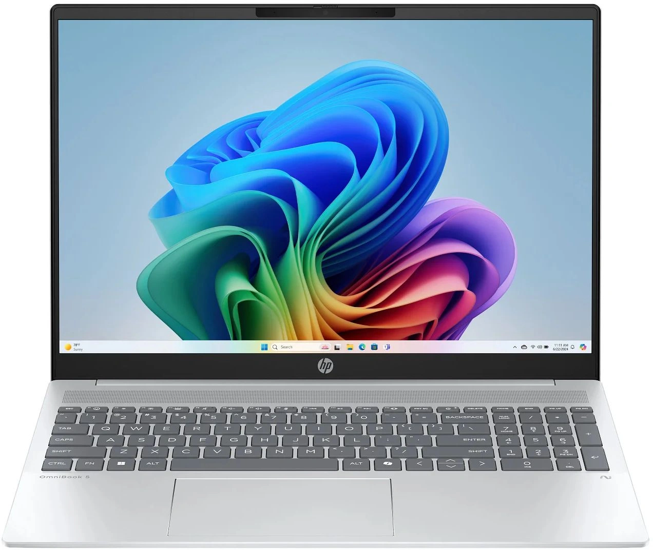 Ноутбук HP OmniBook 5 16-ag1075cl Ryzen AI 7 350 32Gb SSD1Tb AMD Radeon 860M 16" IPS Touch 2K (2560x1440) без ОС silver WiFi BT Cam