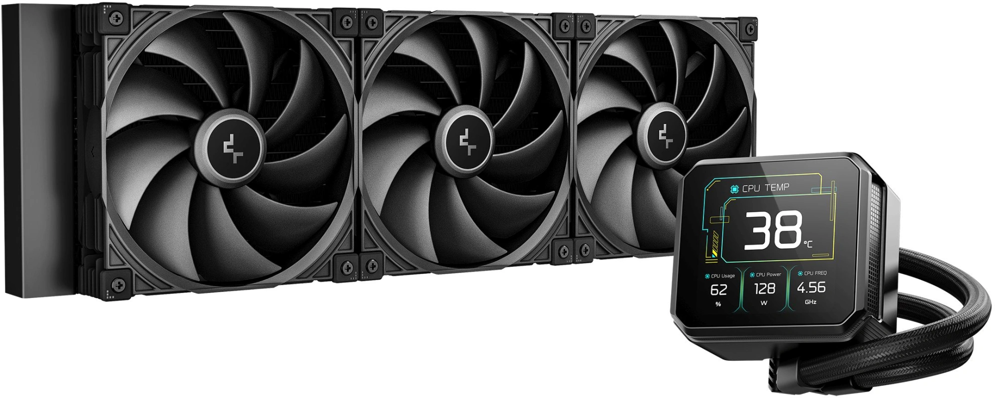 Система водяного охлаждения Deepcool Spartacus 420 ARGB Soc-AM5/AM4/1200/1700/1851 черный 4-pin 32.89dB Al LCD 2647gr Ret (R-SPT420-BKDSMP-G-1)