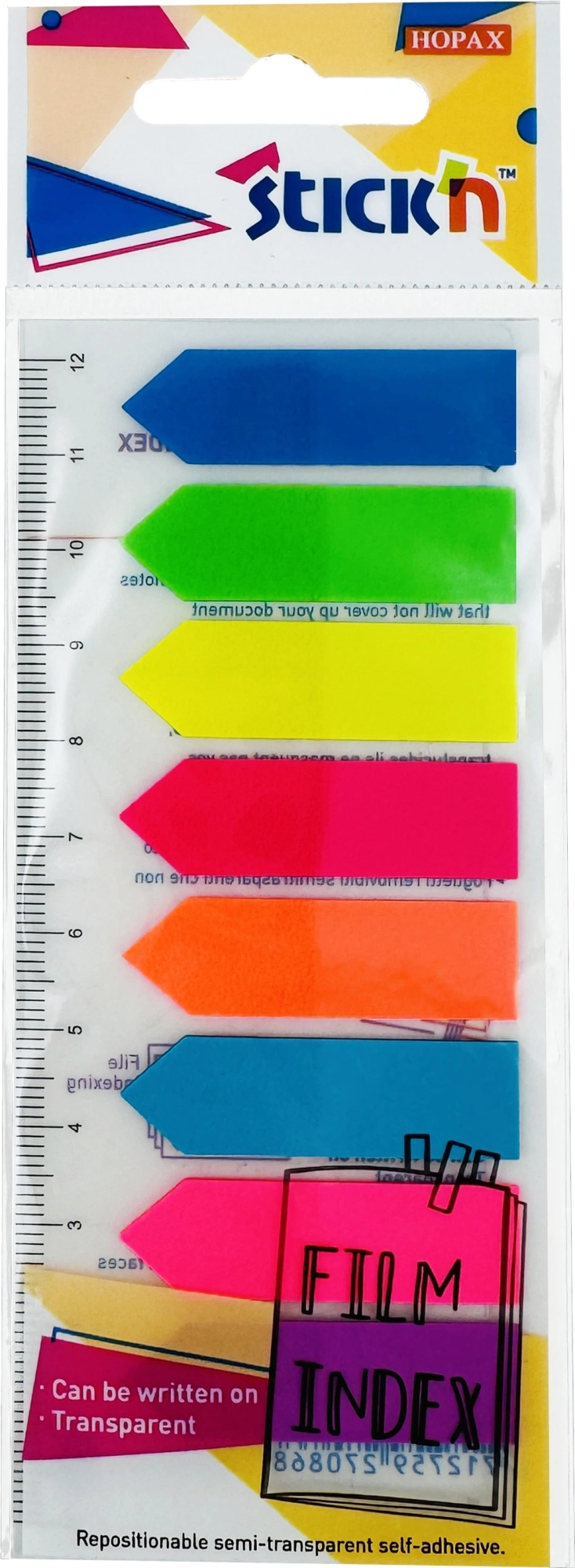 Закладки самокл. пластиковые Stick`n 27087 45x12мм 8цв.в упак. 10лист стрелки