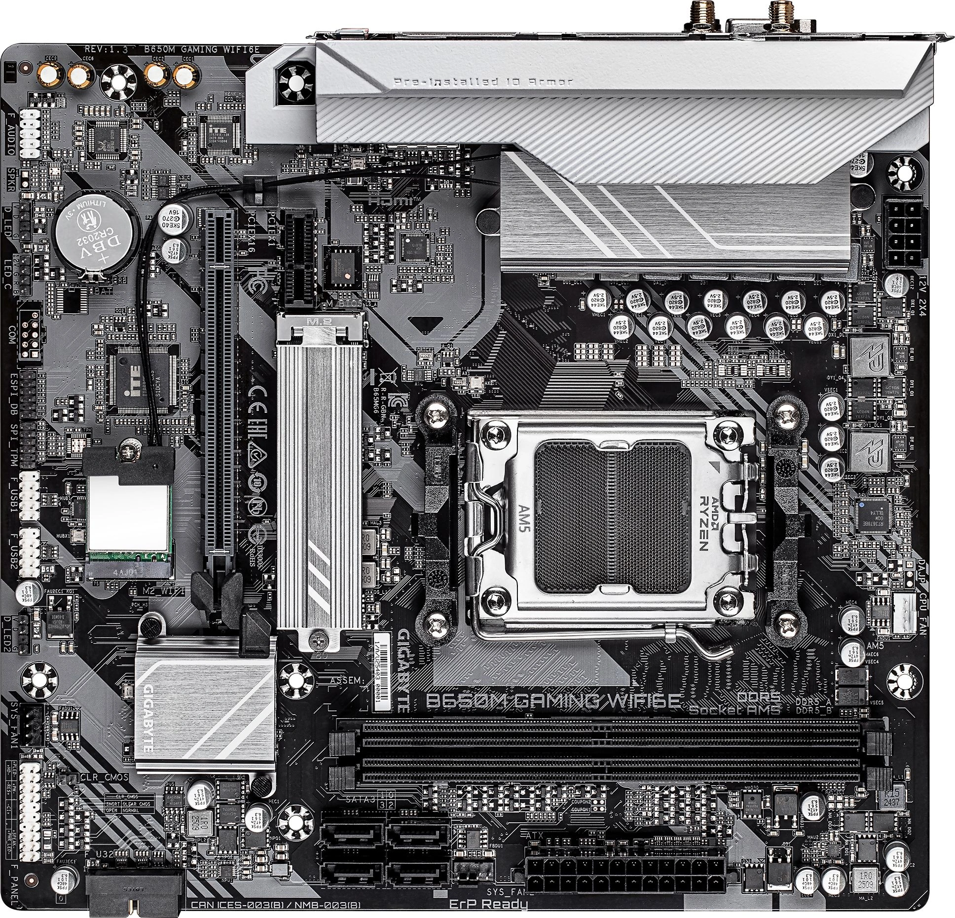 Материнская плата Gigabyte B650M GAMING WIFI6E SocketAM5 AMD B650 2xDDR5 mATX AC`97 8ch(7.1) 2.5Gg RAID+VGA+HDMI