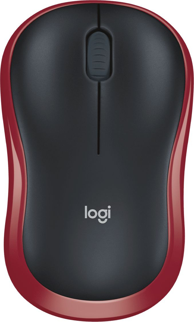 Мышь Logitech M185 черный/красный оптическая 1000dpi беспров. USB1.1 для ноутбука 2but (910-002237)