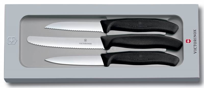 Набор ножей кухон. Victorinox Swiss Classic Paring (6.7113.3G) компл.:3предм. черный подар.коробка