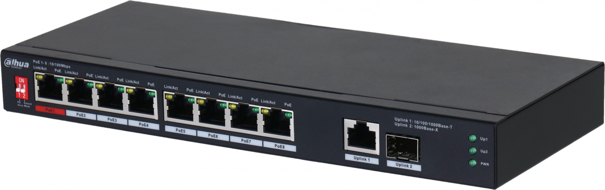 Коммутатор Dahua DH-PFS3110-8ET1GT1GF-96 8x100Мбит/с 1x1Гбит/с 8PoE 96W неуправляемый