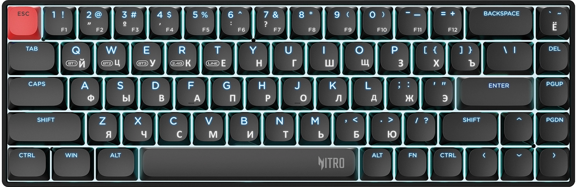 Клавиатура Acer Nitro OKR400 механическая черный USB беспроводная BT/Radio Multimedia for gamer LED (ZL.KBDEE.01A) кабель 1.5м