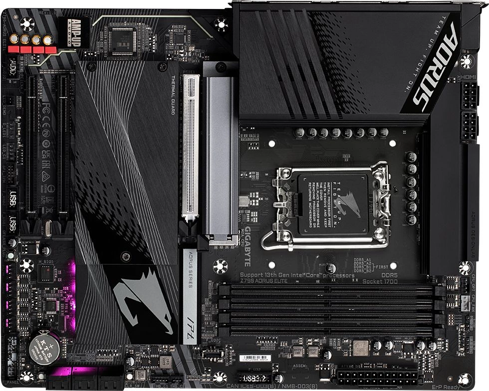 Материнская плата Gigabyte Z790 AORUS ELITE Soc-1700 Intel Z790 4xDDR5 ATX AC`97 8ch(7.1) 2.5Gg RAID+HDMI+DP