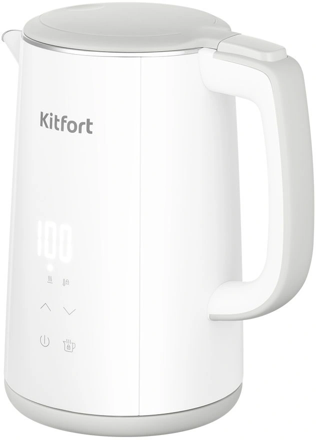 Чайник электрический Kitfort КТ-6718 1.5л. 2200Вт белый/серый корпус: металл/пластик