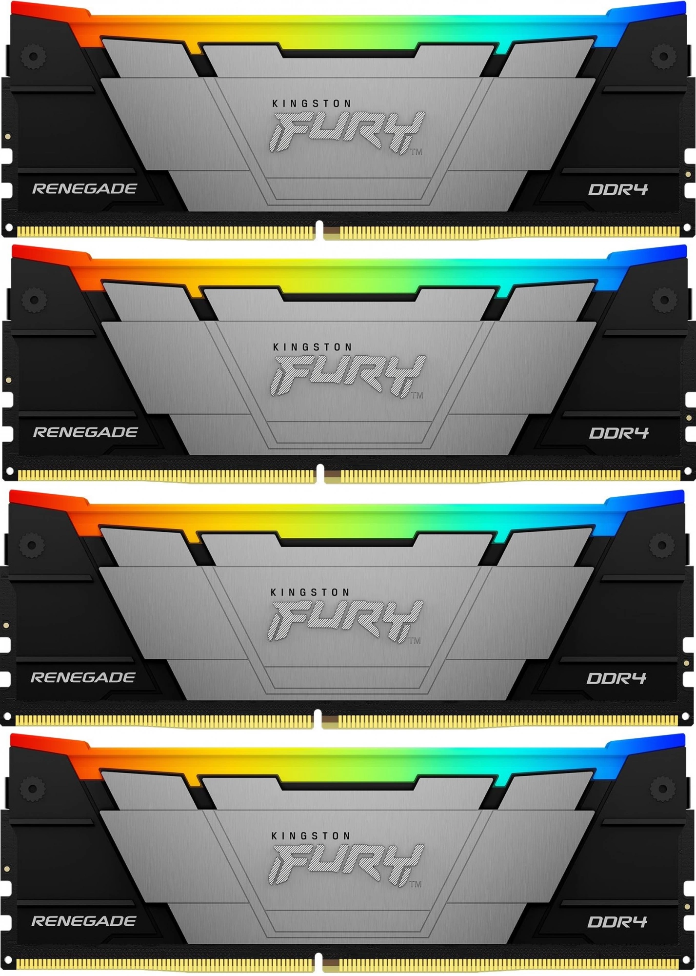 Память DDR4 4x8GB 3200MHz Kingston KF432C16RB2AK4/32 Fury Renegade RGB RTL Gaming PC4-25600 CL16 DIMM 288-pin 1.35В dual rank с радиатором Ret