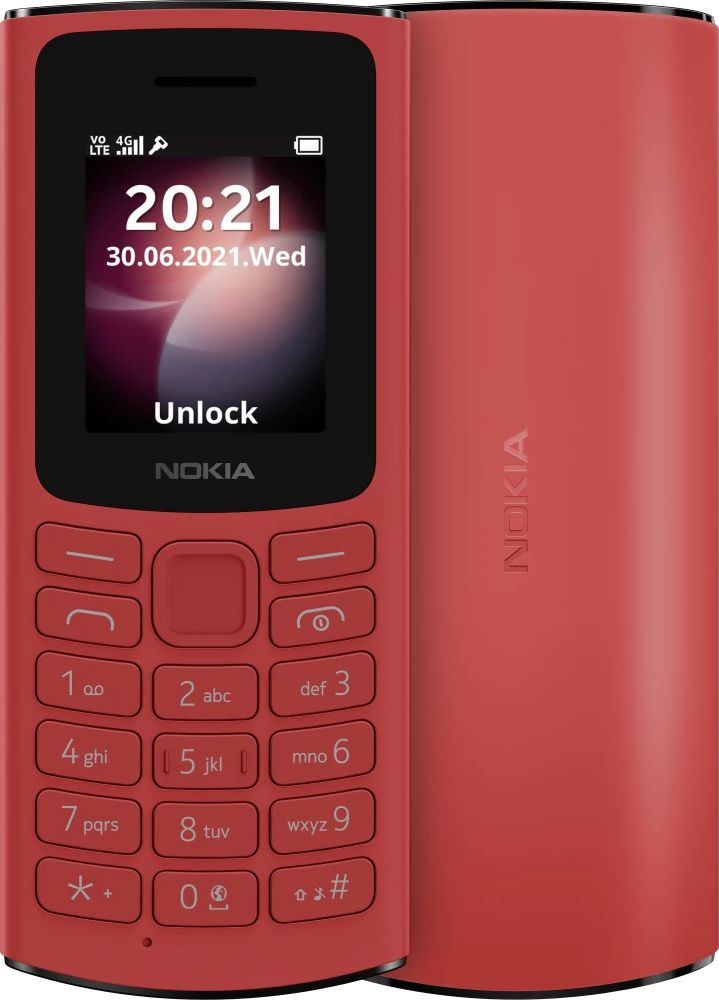Мобильный телефон Nokia 106 (TA-1564) DS EAC красный моноблок 2Sim 1.8" 120x160 Series 30+ GSM900/1800 GSM1900 FM microSD max32Gb