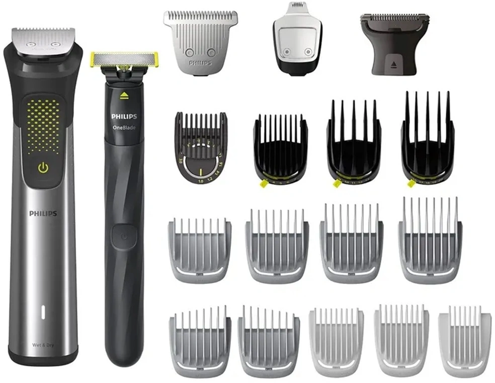 Триммер Philips Series 9000 MG9553/15 серебристый/черный 5Вт (насадок в компл:16шт)