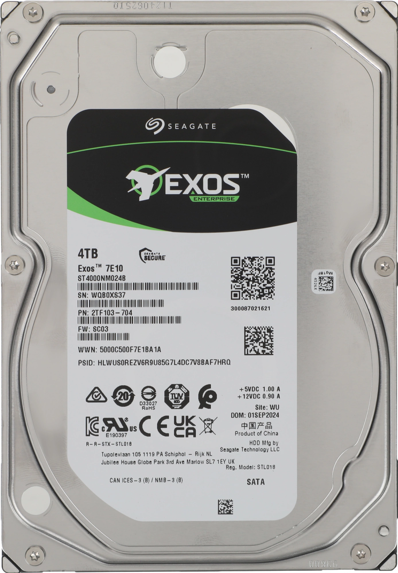 Жесткий диск Seagate SATA-III 4TB ST4000NM024B Server Exos 7E10 4KN (7200rpm) 256Mb 3.5"