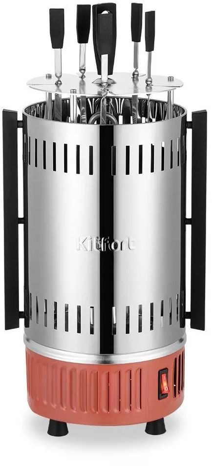 Шашлычница электрическая Kitfort КТ-1407 900Вт нержавеющая сталь/оранжевый Шашлычница электрическая Kitfort КТ-1407 900Вт нержавеющая сталь/оранжевый