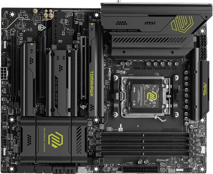 Материнская плата MSI MAG X870E TOMAHAWK WIFI SocketAM5 AMD X870E 4xDDR5 ATX AC`97 8ch(7.1) 5Gigabit RAID+HDMI