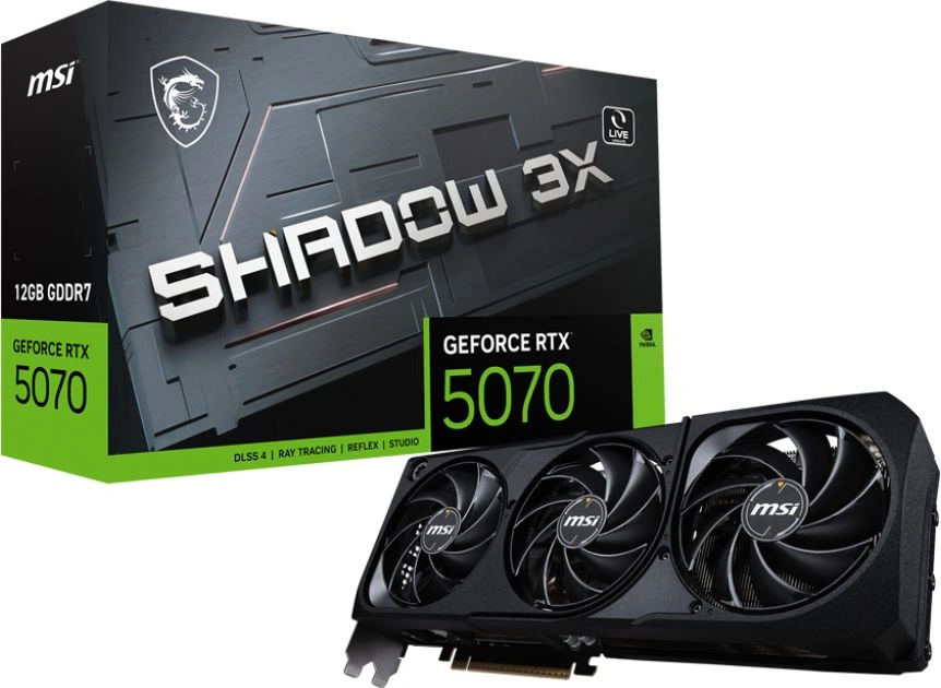 Видеокарта MSI PCI-E 5.0 RTX 5070 12G SHADOW 3X NVIDIA GeForce RTX 5070 12Gb 192bit GDDR7 2512/28000 HDMIx1 DPx3 HDCP Ret