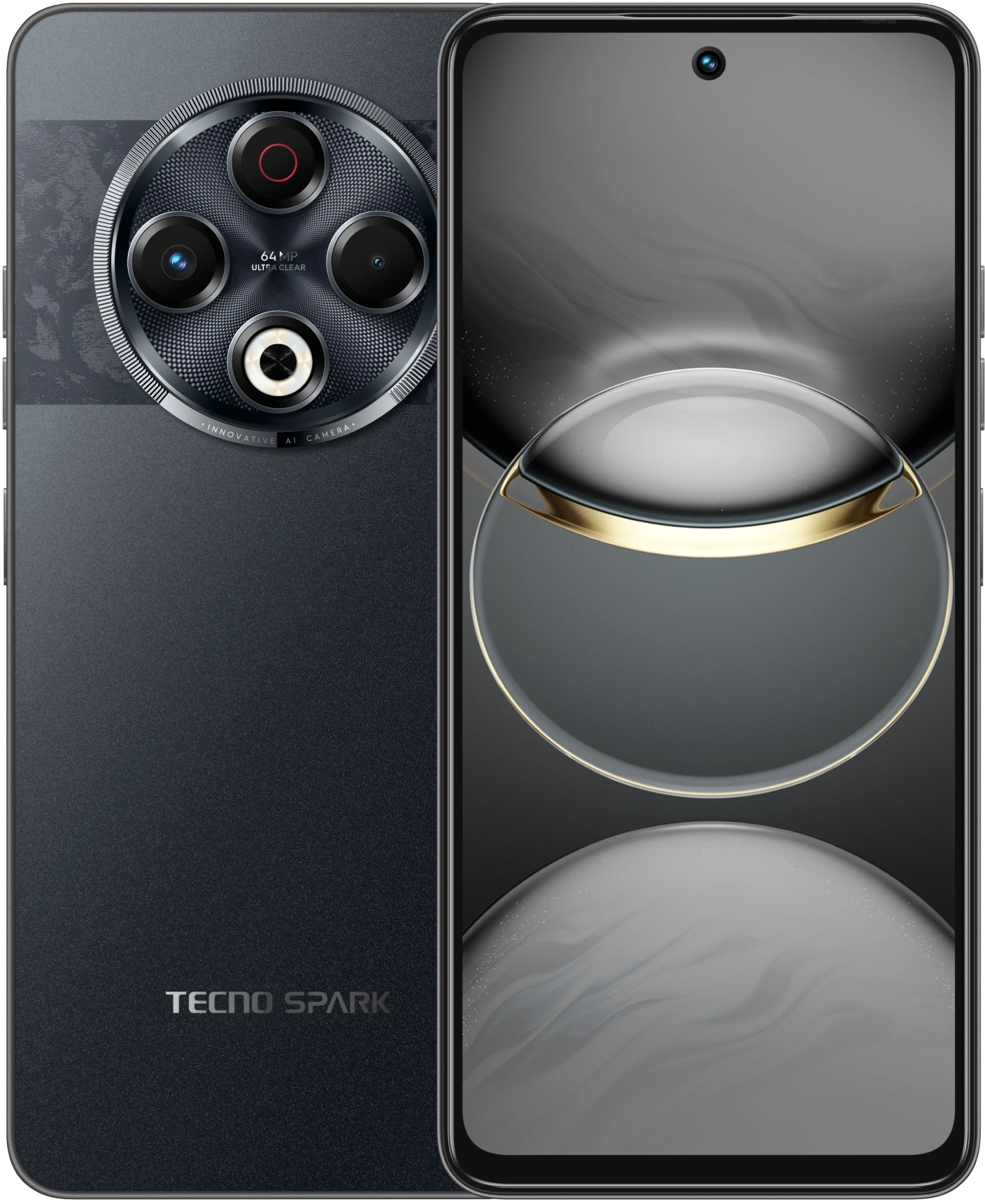 Смартфон Tecno Spark 30 128Gb 8Gb черный моноблок 3G 4G 2Sim 6.78" 1080x2436 Android 14 64Mpix 802.11 a/b/g/n/ac NFC GPS GSM900/1800 GSM1900 TouchSc Protect VidConf FM A-GPS microSD max1024Gb