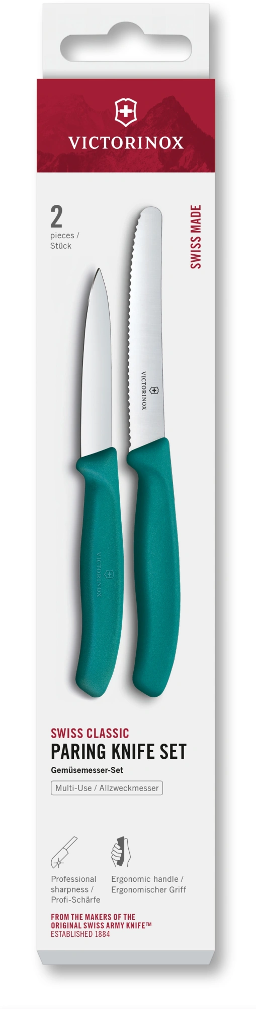 Набор ножей кухон. Victorinox Swiss Classic 6.7114.2C1 для чистки овощей и фруктов компл.:2предм. зеленый европодвес