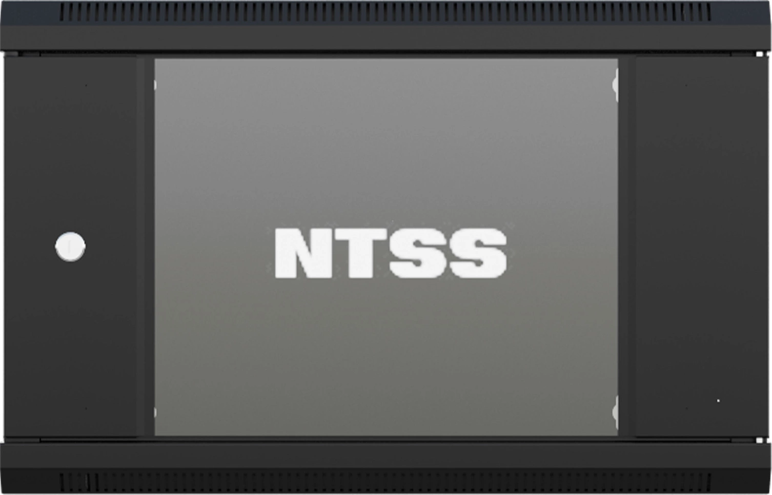 Шкаф коммутационный NTSS NTSS-W6U6045GS-BL настенный 6U 570x450мм пер.дв.стекл 60кг черный 350мм 18кг 220град. 370мм IP20 сталь