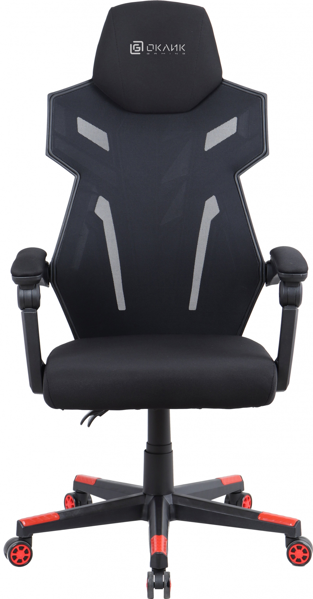Кресло игровое Оклик 111G черный/красный сиденье черный сетка/ткань с подголов. крестов. пластик черный