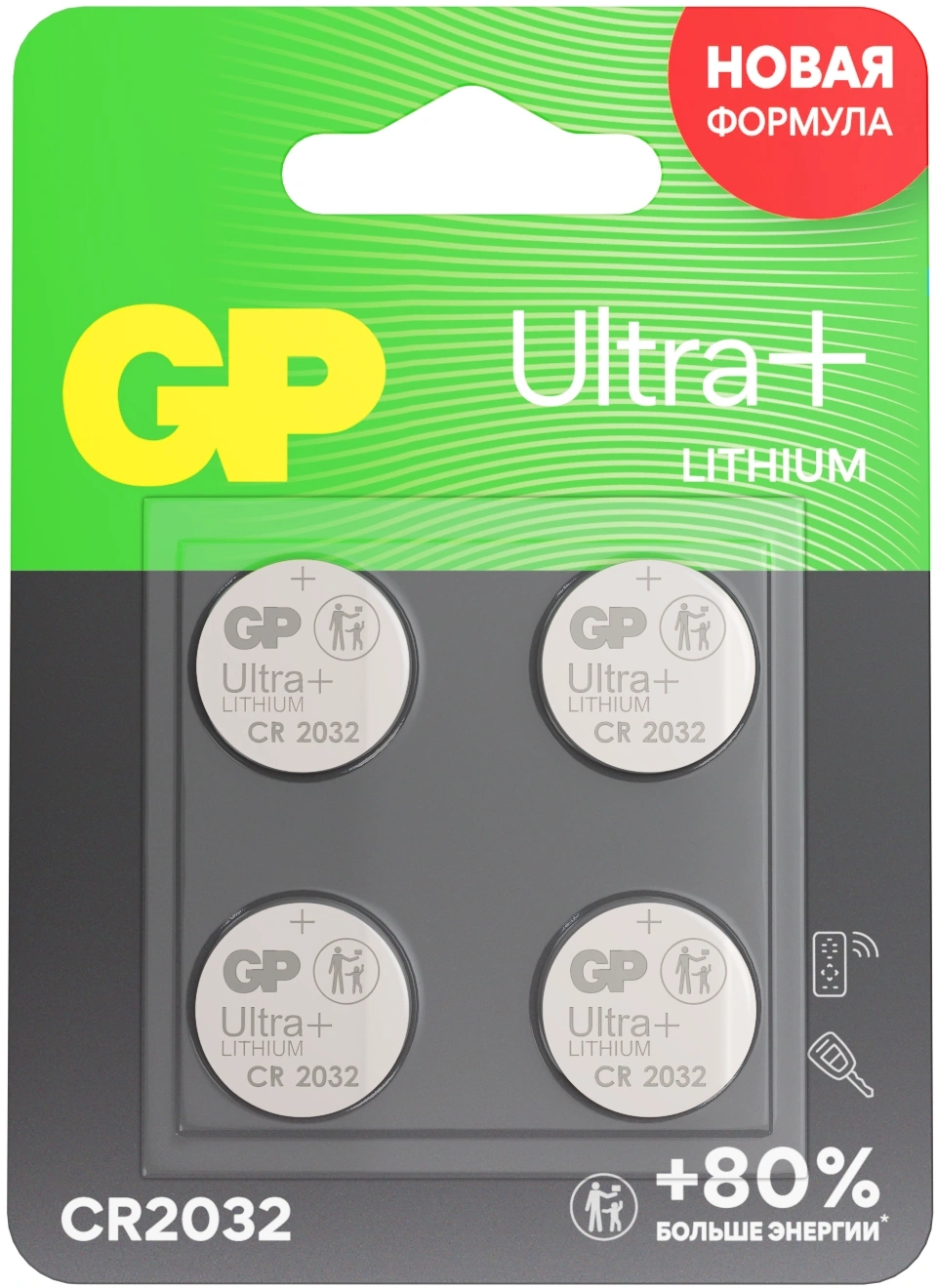 Батарея GP Lithium CR2032UP CR2032 280mAh (4шт) блистер