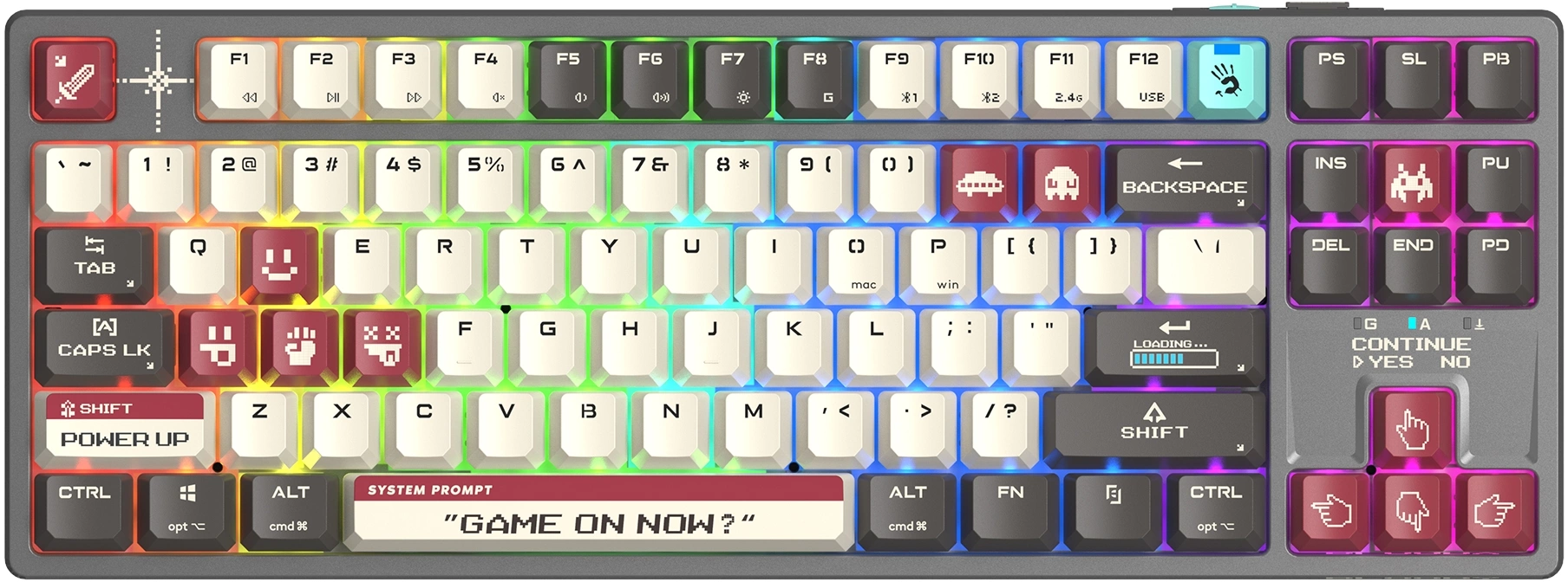 Клавиатура A4Tech WS87 механическая серый/красный USB беспроводная BT/Radio for gamer LED