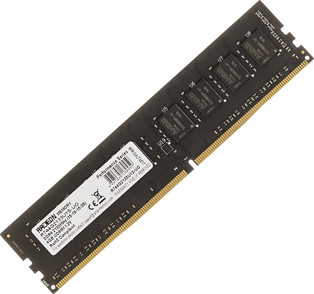 Память DDR4 4GB 2133MHz AMD R744G2133U1S-UO Radeon R7 Performance Series OEM PC4-17000 CL15 DIMM 288-pin 1.2В OEM