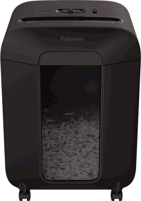 Шредер Fellowes PowerShred LX85 черный (секр.P-4) фрагменты 12лист. 19лтр. скрепки скобы пл.карты