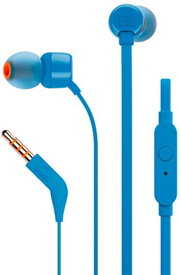 Гарнитура внутриканальные JBL Tune 110 1.2м синий проводные в ушной раковине (JBLT110BLU)