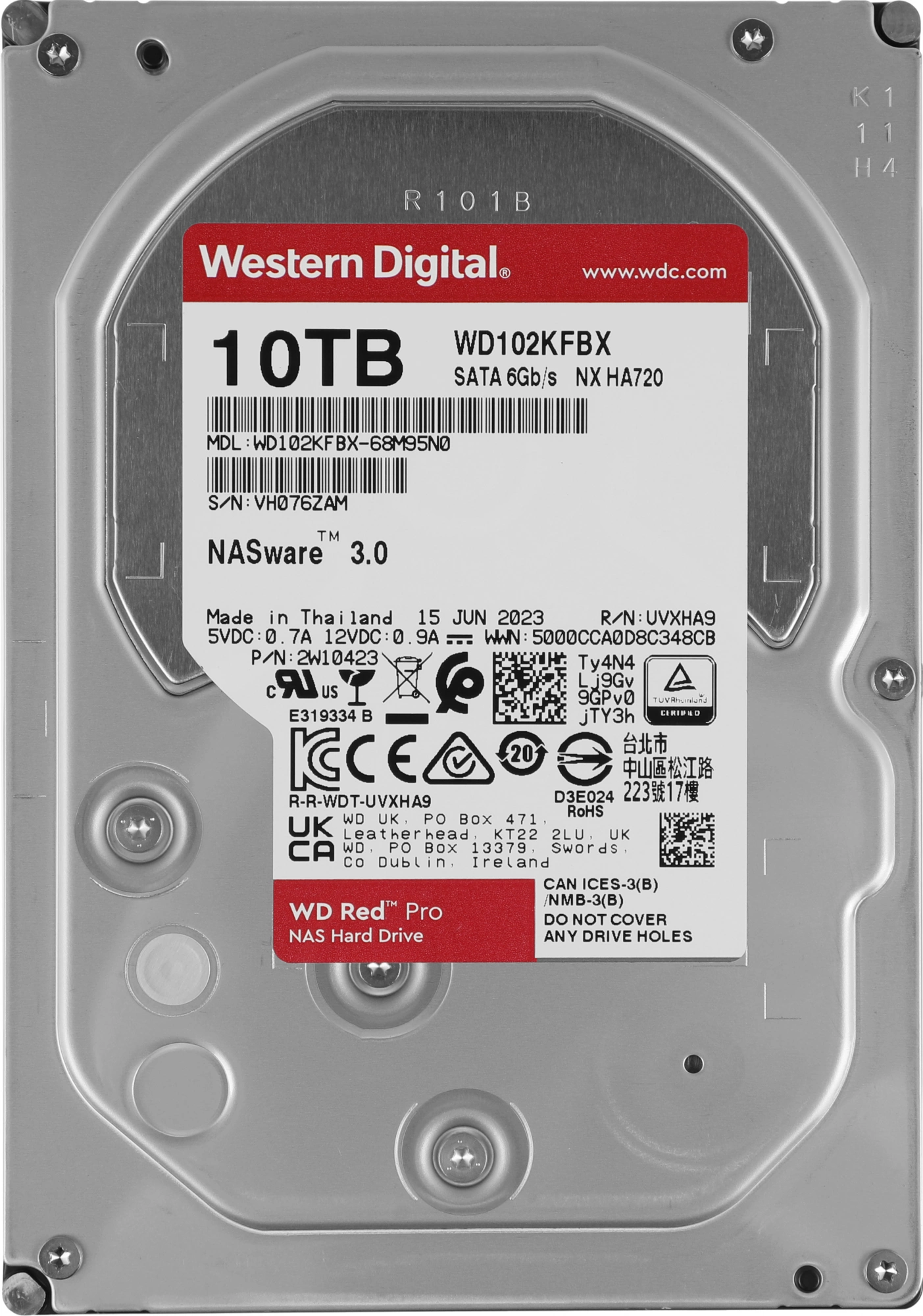 Жесткий диск WD SATA-III 10TB WD102KFBX NAS Red Pro (7200rpm) 256Mb 3.5"